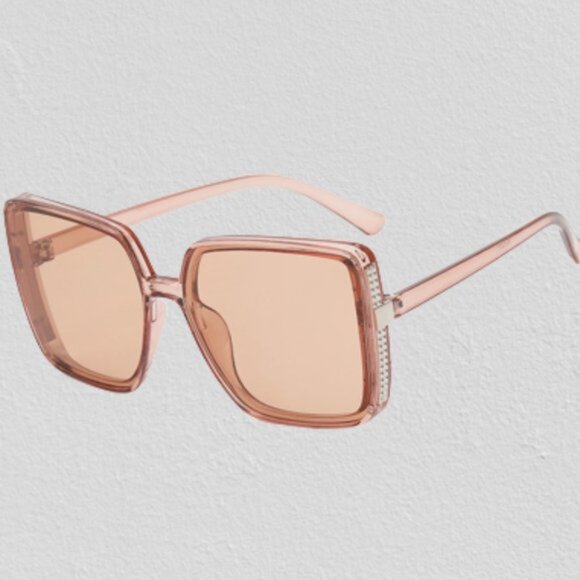 Oversized Sunglasses Square Big Frame Anti-Ultraviolet Champagne Color NEW - Picture 7 of 13